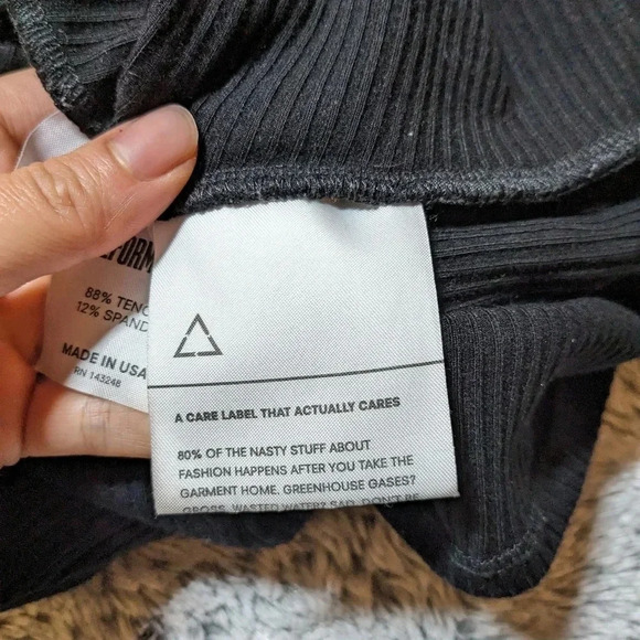 Reformation Black Mini Dress Long Sleeve Ruched Large Knit Ribbed Cally - Picture 6 of 8